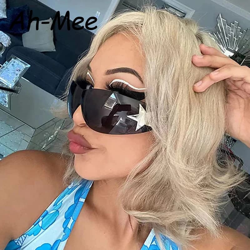 Lunettes de soleil rimless punk pour femme pêcheuse - Style Y2K pour pêche sportive tendance