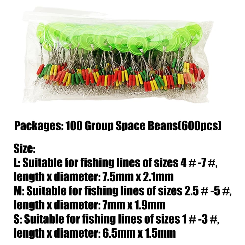 600 perles de pêche espaceurs pour flotteurs, 100 groupes de stop floats accessoires carpe et pêche au coup