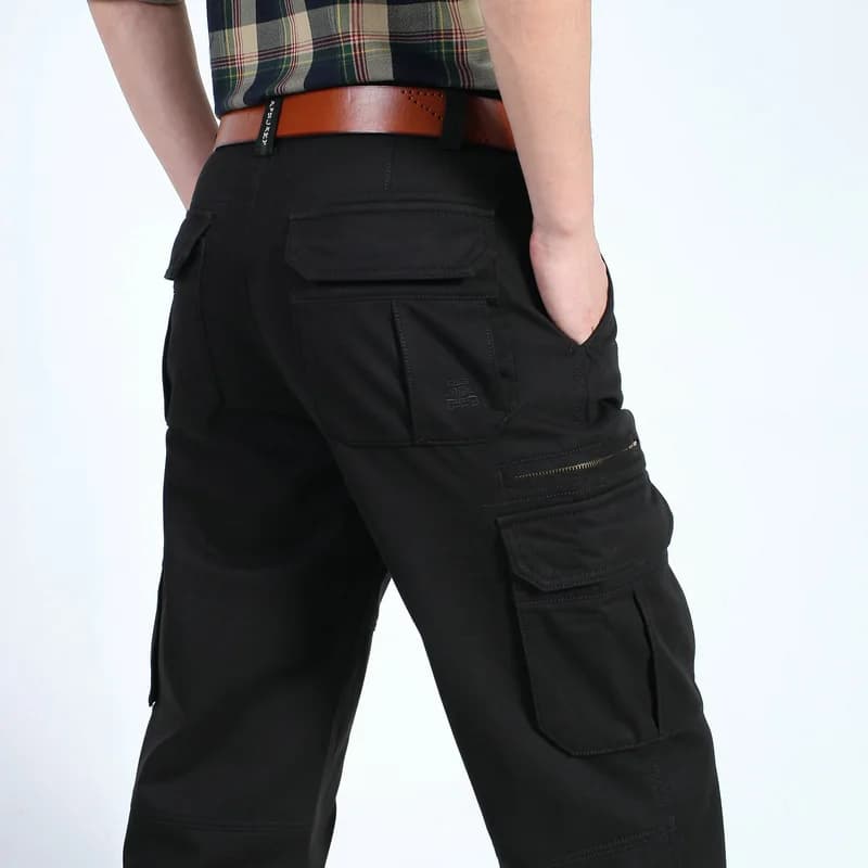 Pantalon cargo homme 100% coton multiples poches qualité premium pour pêche confortable été