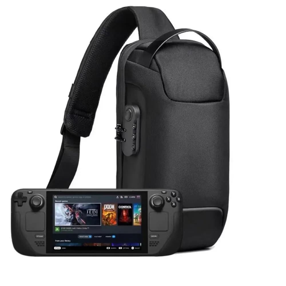 Sac à bandoulière portable avec double fermeture étanche pour Steam Deck - Étui anti-choc