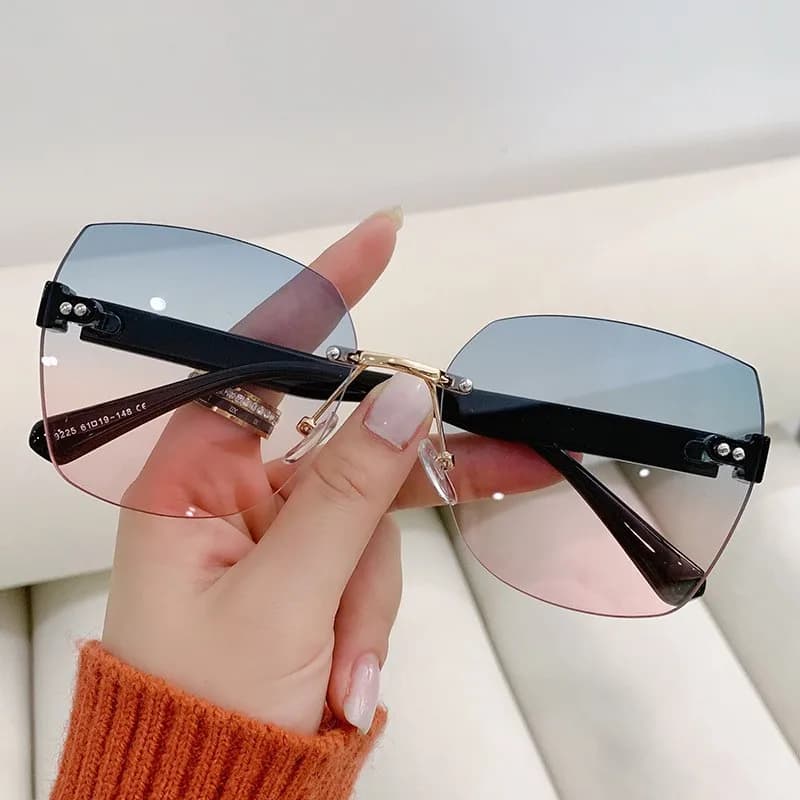 Lunettes frameless polygone irrégulier coréen conduite protection solaire femmes pêche 9225
