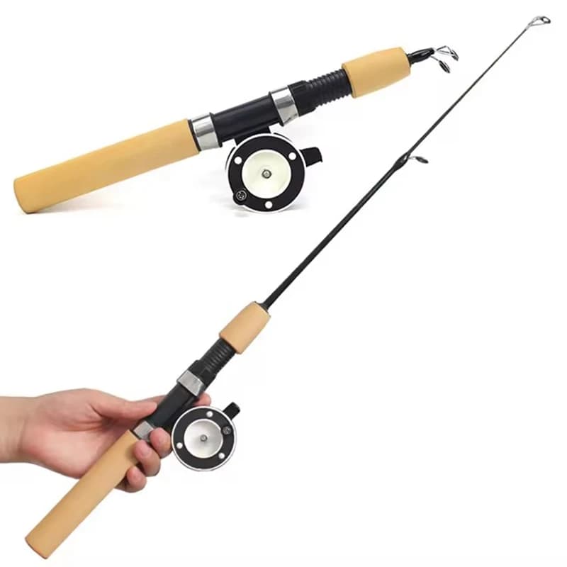 Canne mini carbone hiver pêche glace crevettes 0.6m 0.8m 1m ultra sensible légère