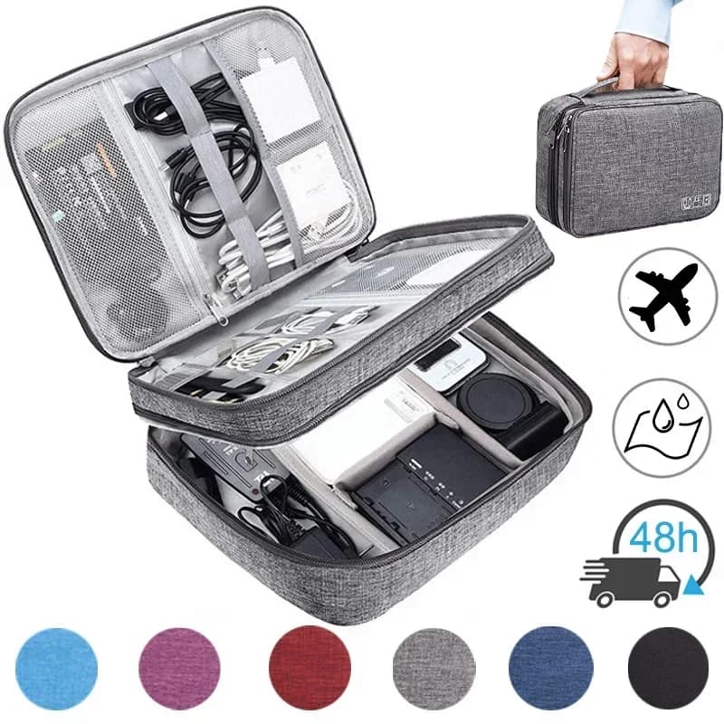 Organisateur électronique voyage étanche grande capacité - Poche rangement câbles USB chargeurs écouteurs