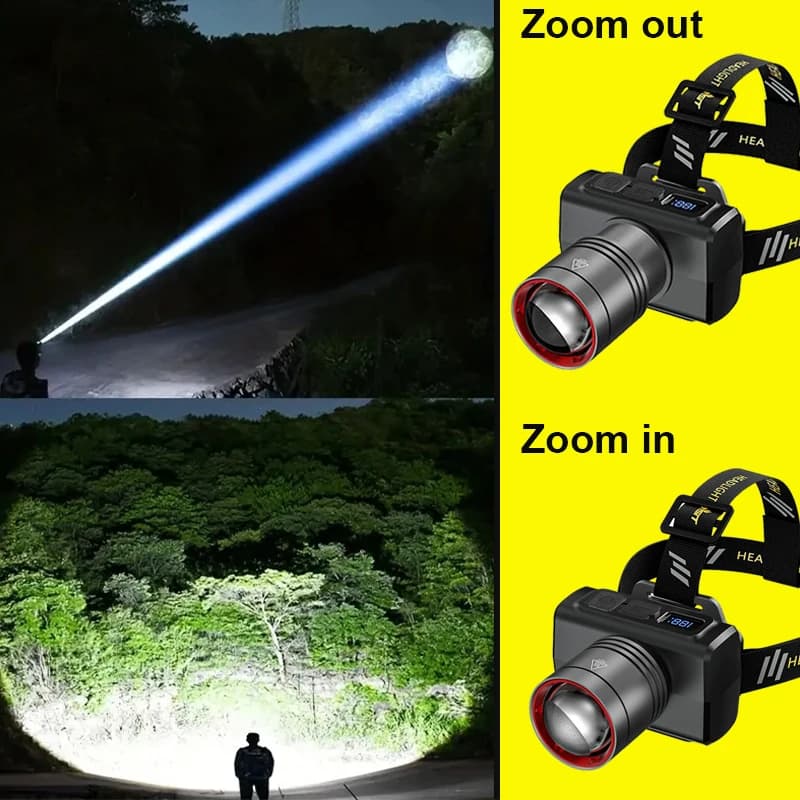 Lampe frontale super lumineuse avec capteur mouvement - Rechargeable étanche flash pour pêche signalisation