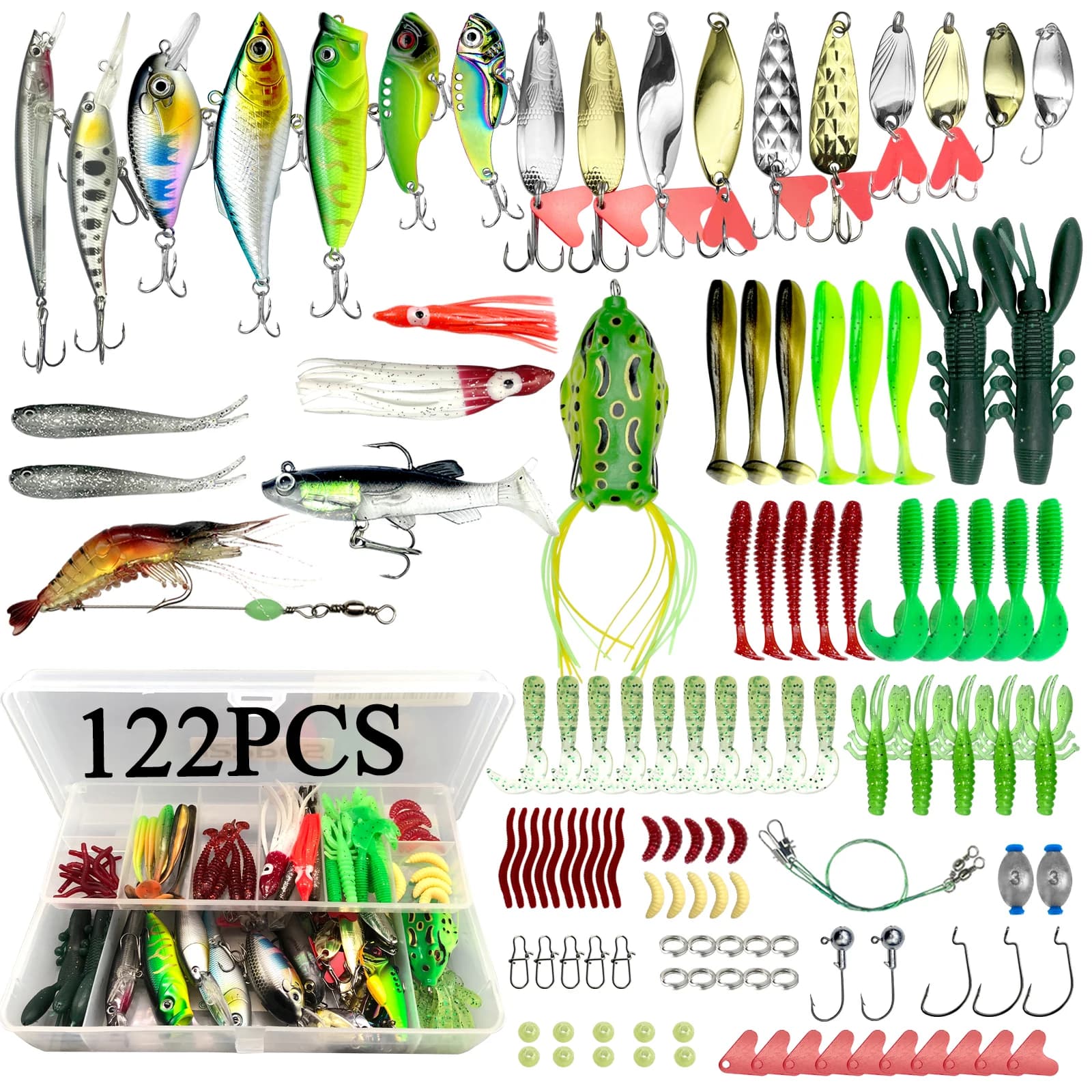 Kit de leurres de pêche 284 pièces pour truite saumon et bar, appâts de surface et