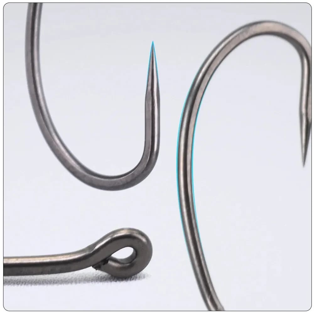 Hameçons Hirisi 15 pièces sans ardillon acier inoxydable haute teneur en carbone revêtus PTFE pour pêche