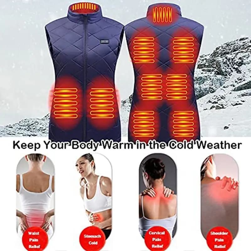Veste chauffante femme pêche hiver 9 zones chauffantes graphene veste électrique USB camping