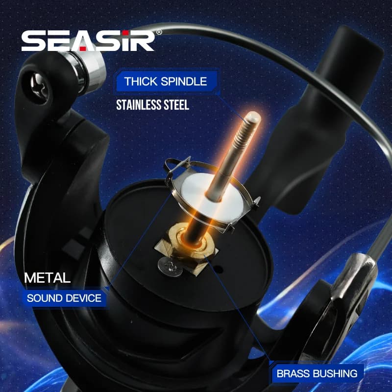 Moulinet SEASIR Black Arrow 5+1BB à engrenage métallique - Bobine aluminium et frein puissant étanche