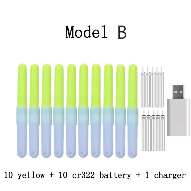 10 bâtons lumineux de pêche nocturne rechargeables CR322, étanches et attractifs pour la pêche