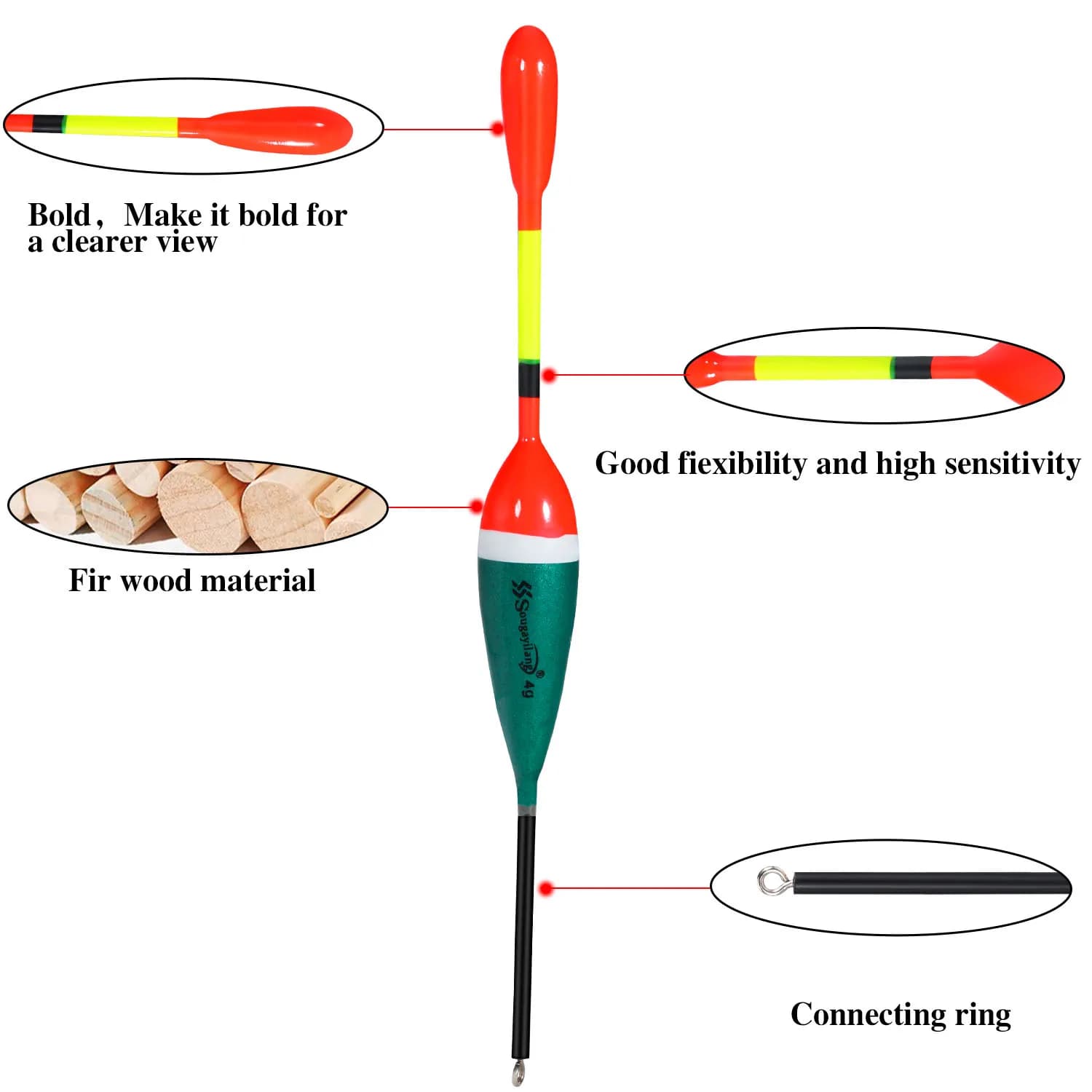 Set Sougayilang 10 flotteurs pêche professionnels - Flotteurs verticaux multifonctions avec hameçons chinois