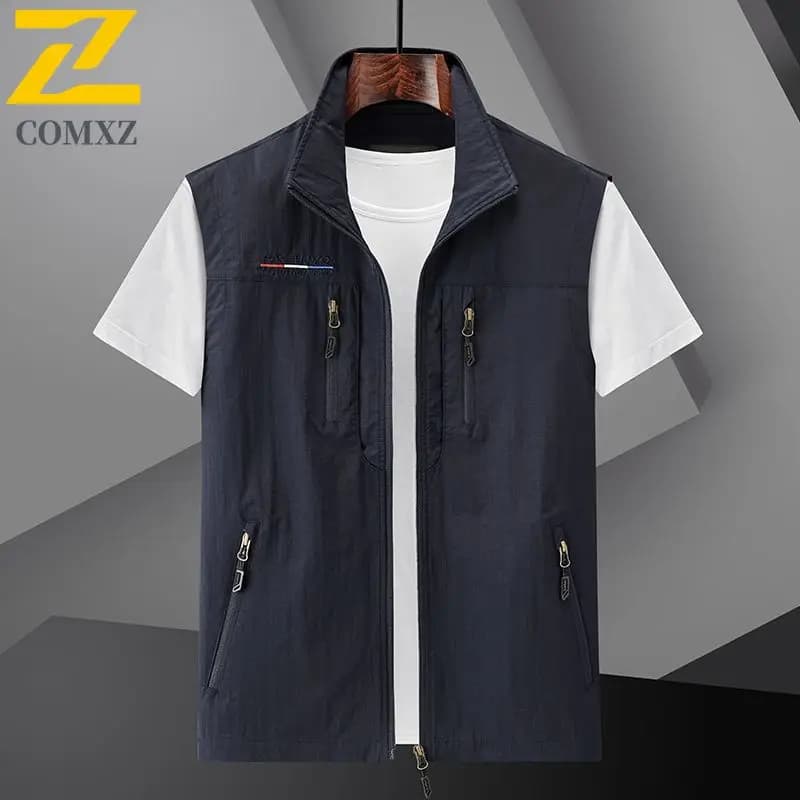 Veste d'été homme 2024 waterproof légère - Gilet sans manches multi-poches pêche voyage outdoor