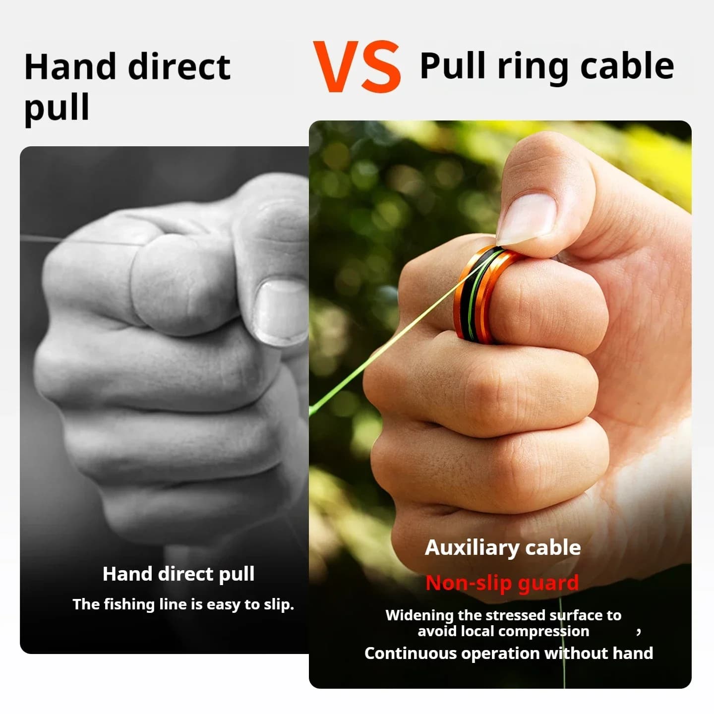 Anneau câble alliage pour coupe-ligne rapide, protection mains et serrage nœuds pêche