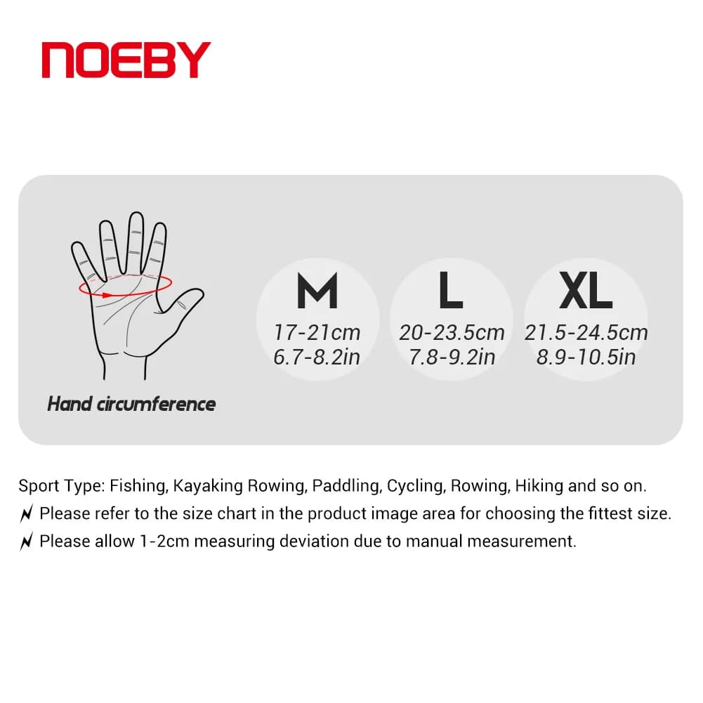 Gants de pêche Noeby UPF50+ protection UV anti-dérapage séchage rapide kayak vélo