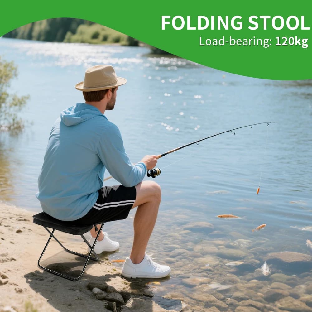 Tabouret pliant camping pêche léger 120kg - Siège compact randonnée pique-nique durable