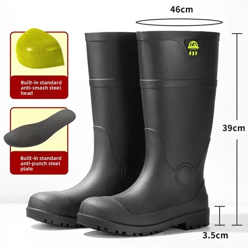 Bottes de travail hautes à embout d'acier pour pêche industrielle et conditions extrêmes antidérapantes