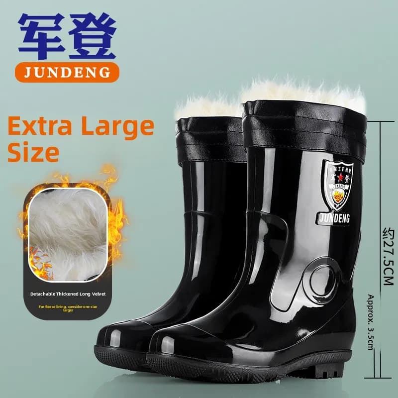 Bottes pluie grande taille homme mi-mollet épaissies chaussures aquatiques résistantes acides-bases légères anti-dérapantes