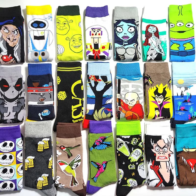 Lot 47 styles chaussettes cartoon drôles couple - Crew longues tendance homme design