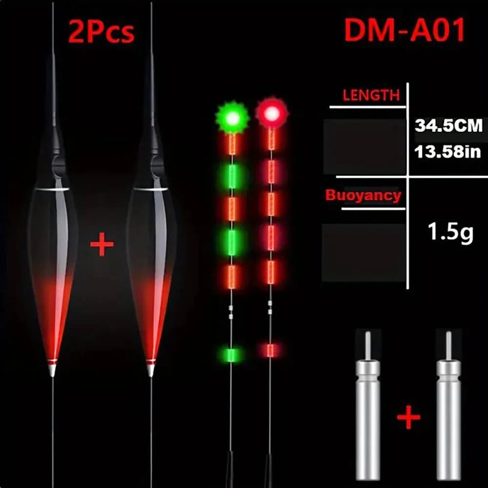 Flotteur intelligent LED pour pêche nocturne avec indicateur de touche changeant de couleur - 2 pièces