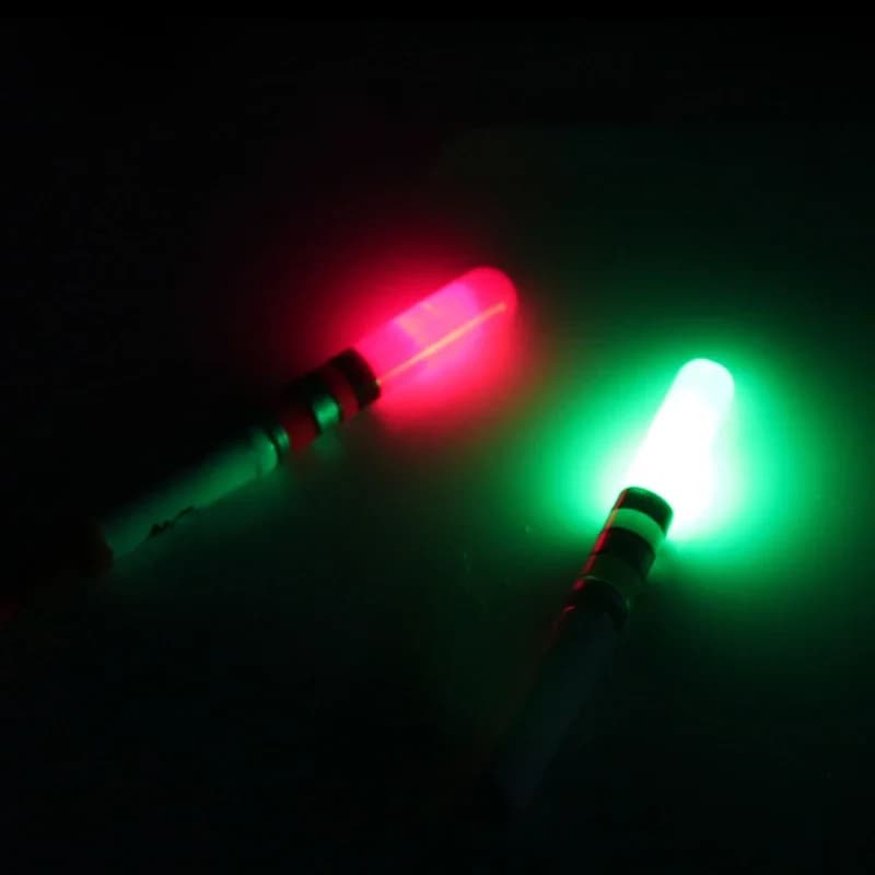 10 bâtons lumineux LED pour flotteurs nocturnes - Vert et rouge avec piles CR322/CR425