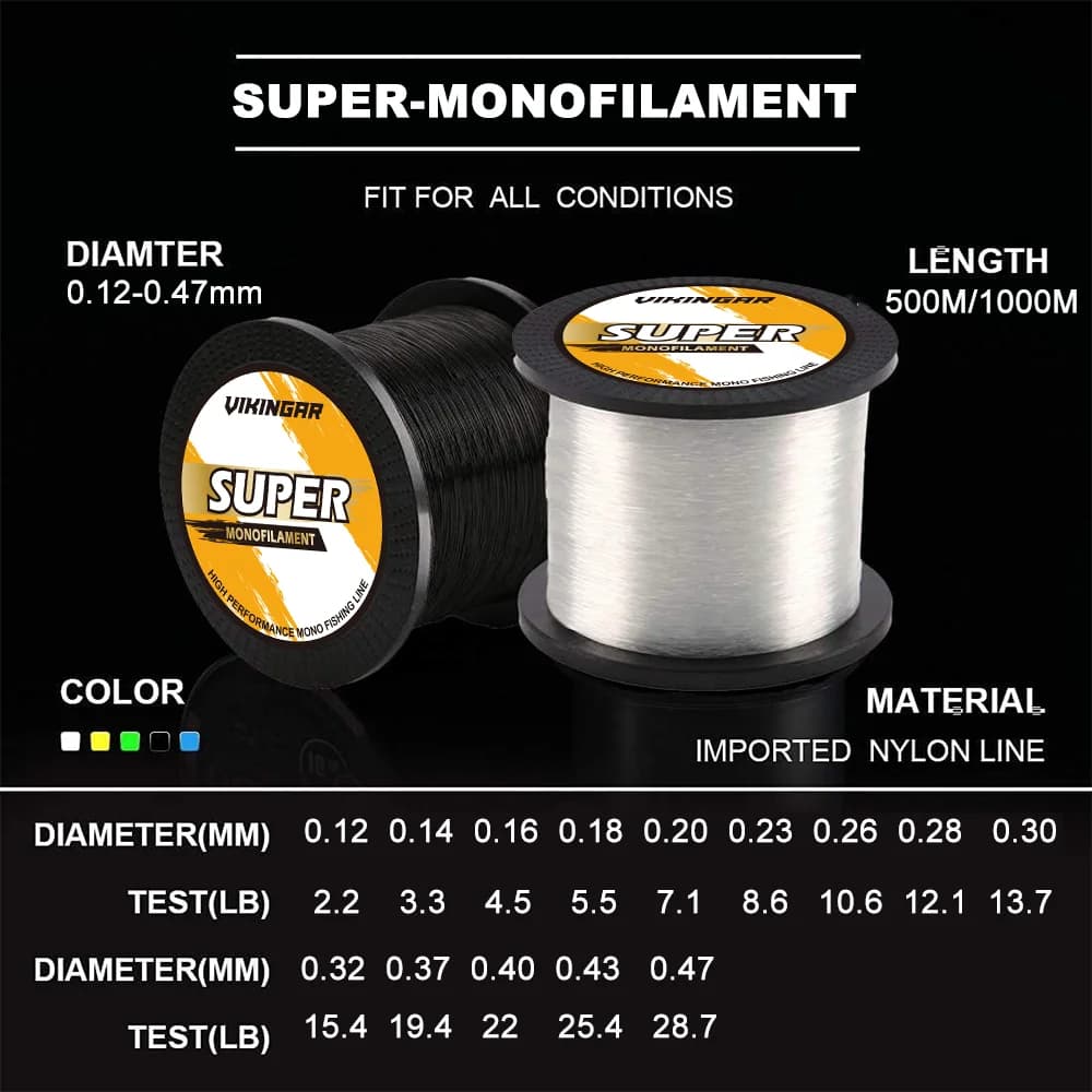 Ligne Vikingar 3000M fluorocarbone coatée 3-35LB - Nouveauté 2025 pour pêche carpe et mer japonaise