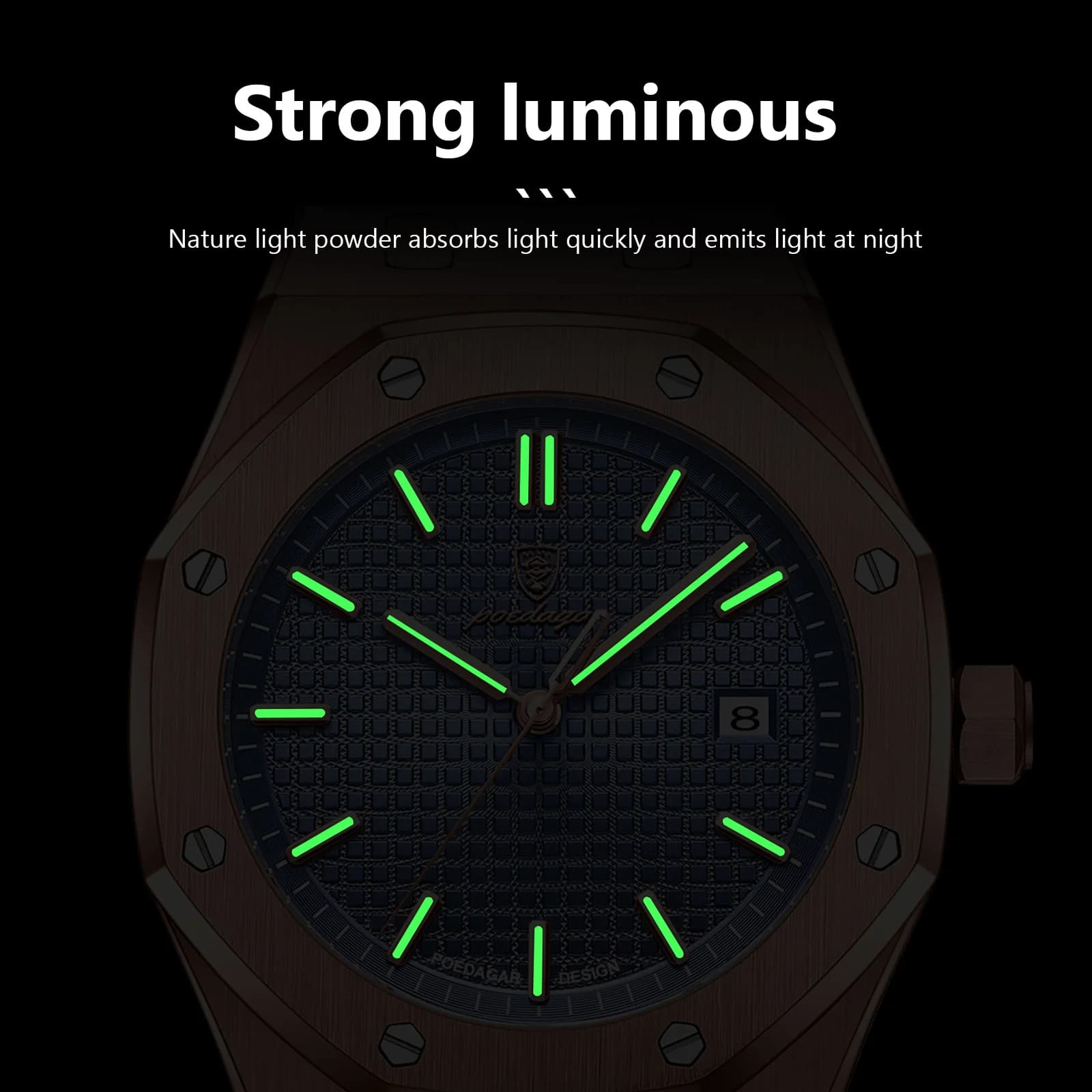 Montre homme calendrier étanche luminescente acier inoxydable carrée tendance quartz affaires étudiant