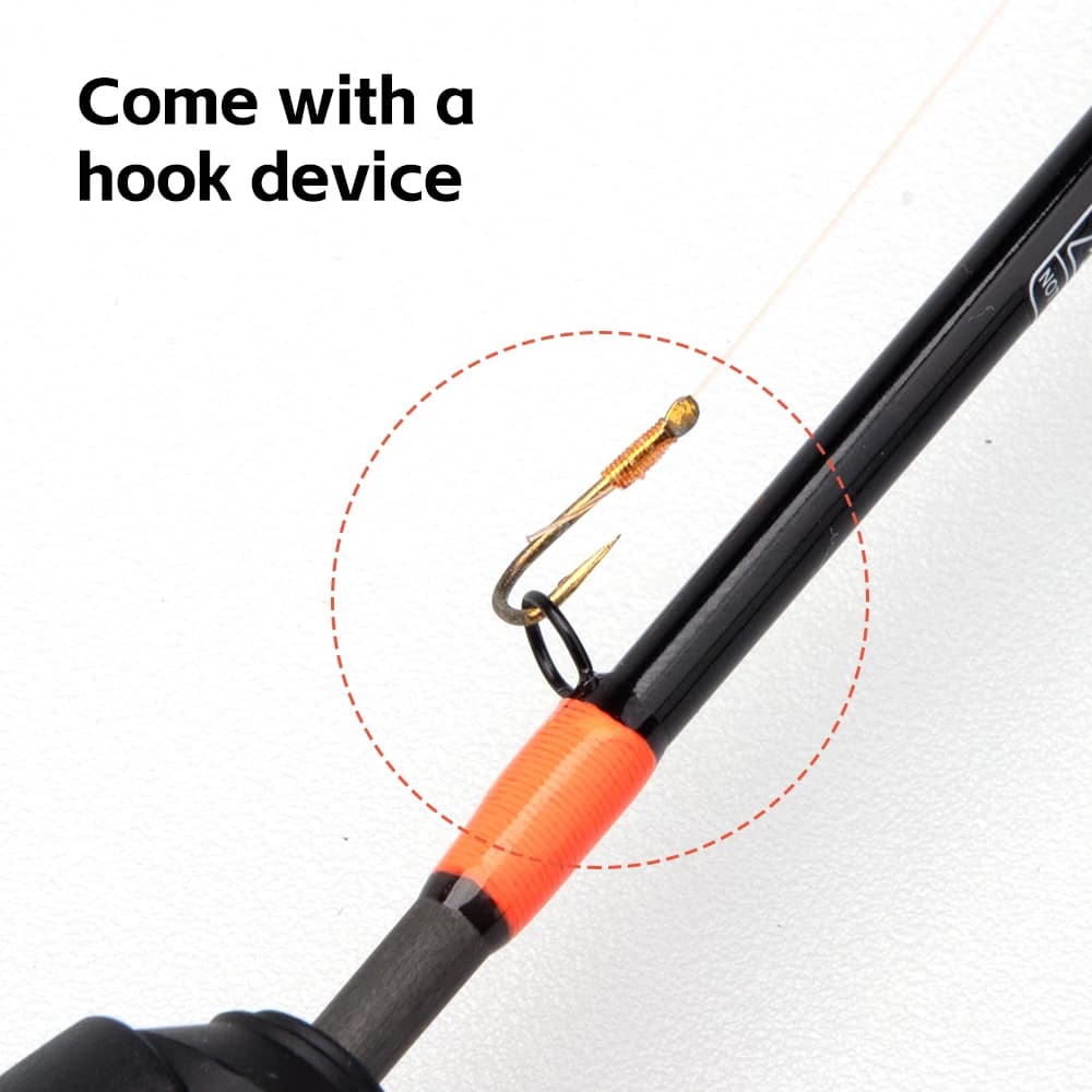 Canne pêche glace portable carbone hiver 24'' UL 30'' M pointe sensible télescopique hiver