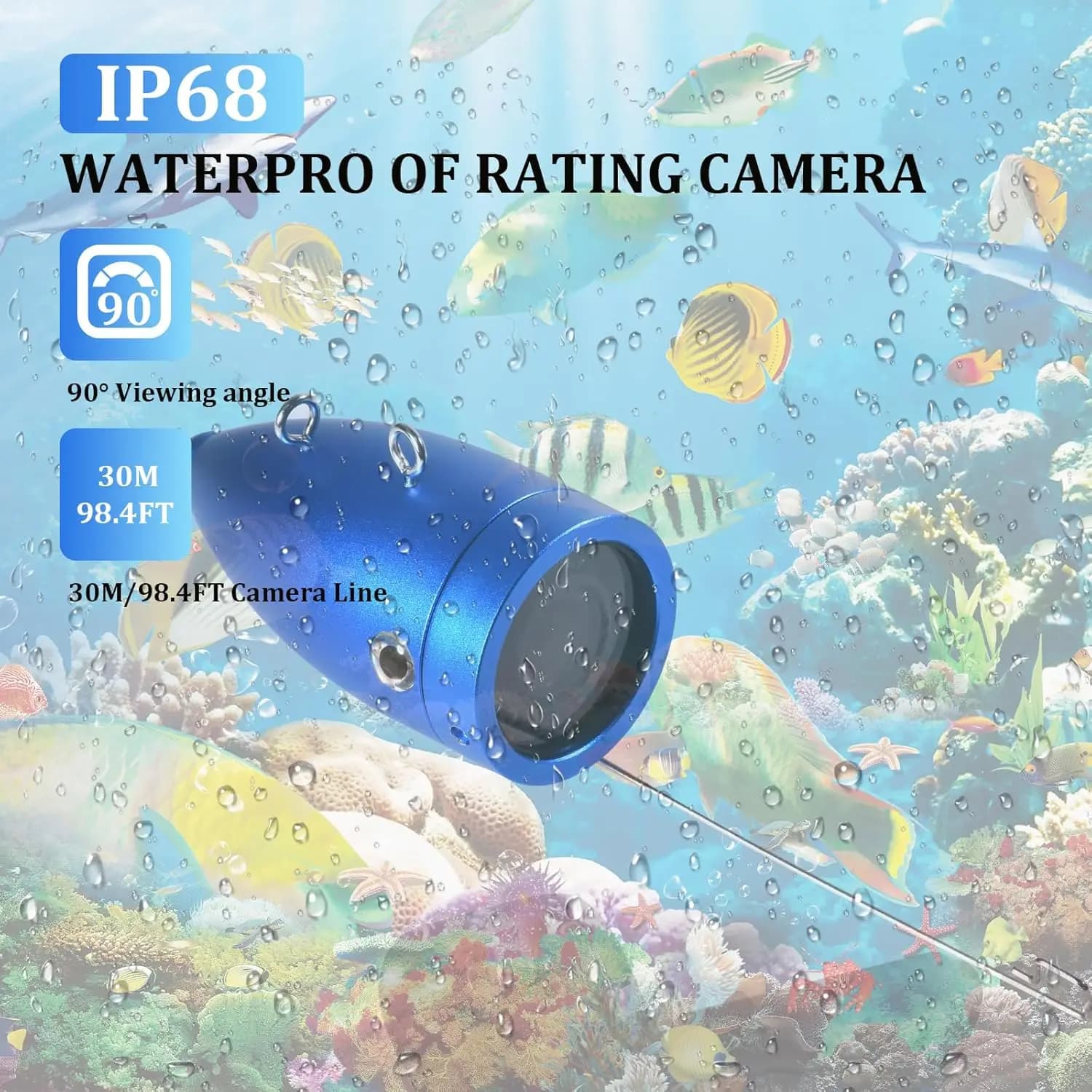 Caméra de pêche sous-marine 7 pouces avec vision nocturne infrarouge - Moniteur 7 IPS câble 30m étanche pour bateau et glace