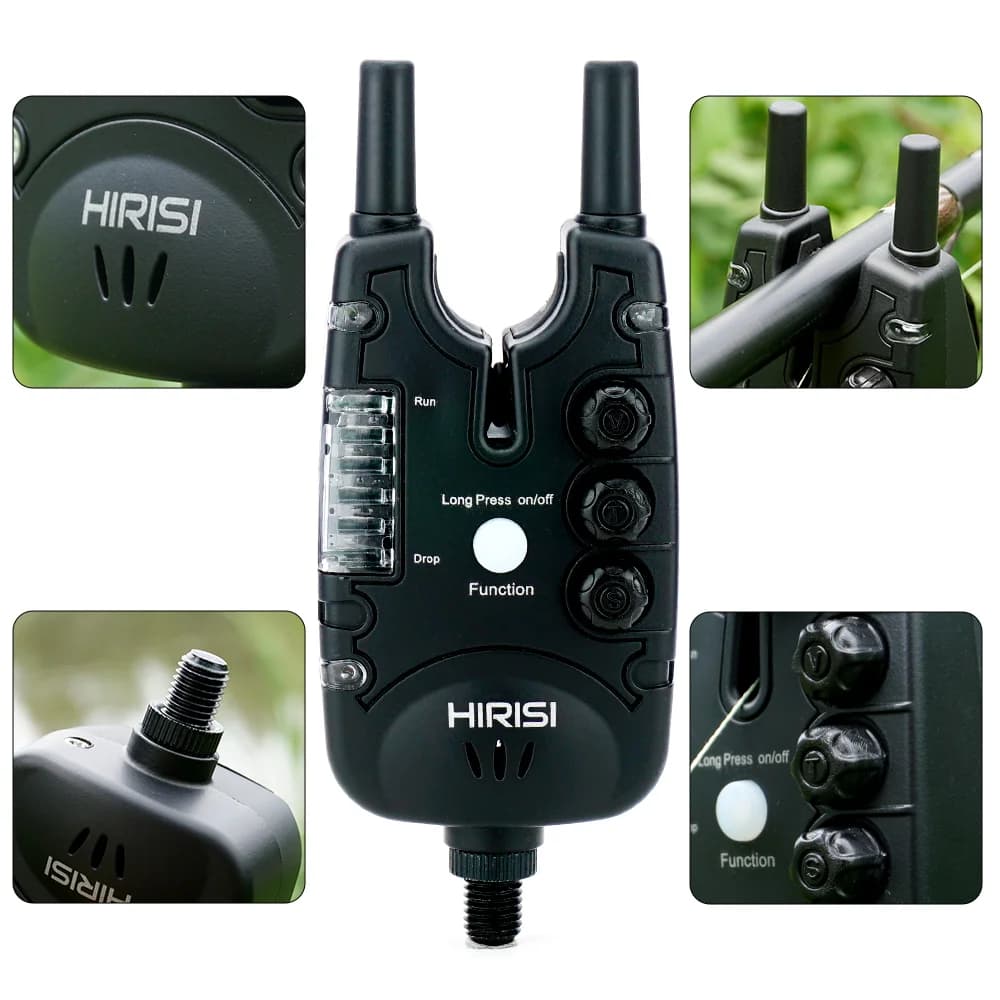 Set Hirisi Alarme Pêche Carpe Sans Fil avec 2 Swingers et Alarme Étanche 1+2 Télécommande 2 Voies