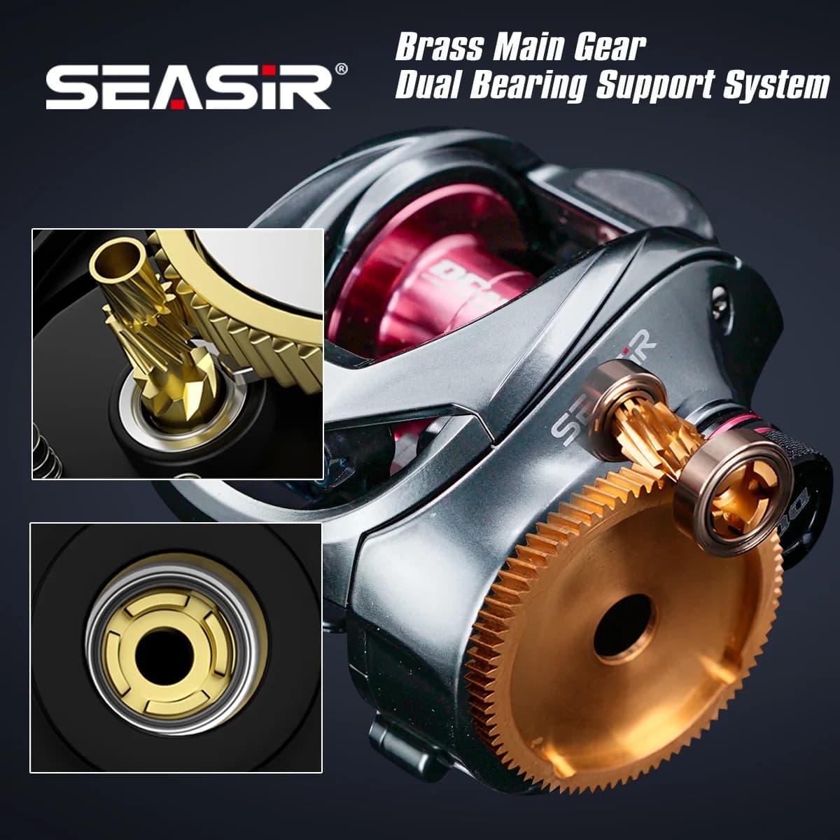 Moulinet de pêche baitcasting SEASIR DCAST DC à contrôle numérique, frein puissant 8,5kg et roulements 7+1