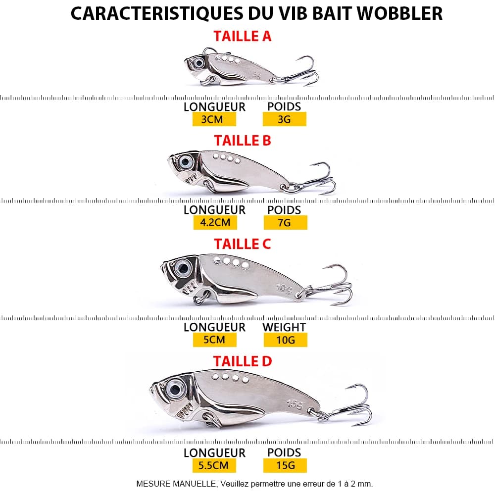 Leurre métal VIB 3g à 15g - Vibration Spoon Crankbaits leurre plongeant pour pêche au leurre artificiel