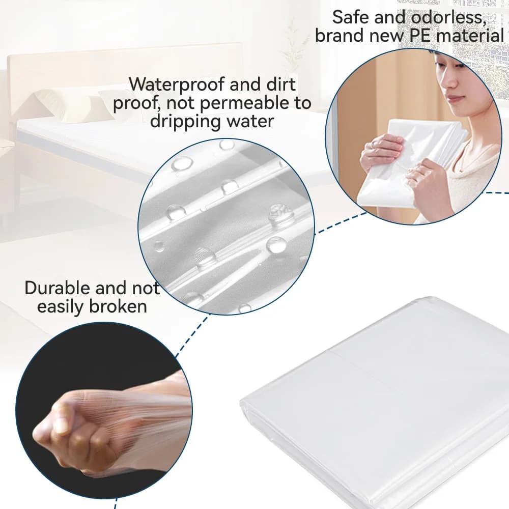 Housse matelas protection déménagement pêche - Sac plastique étanche anti-poussière pour couchage