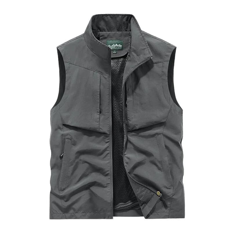 Veste de pêche sans manches homme été léger respirant mesh avec poches cargo sportswear