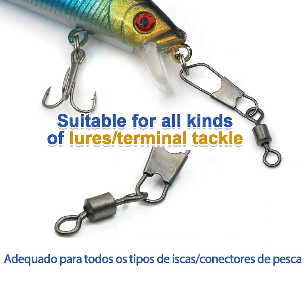 100 pièces connecteur hameçon type A avec roulement rotatif pour appâts rapides accessoires pêche