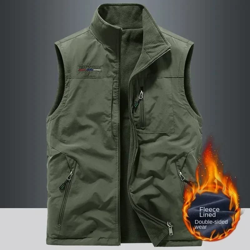 Gilet chauffant homme luxe pour pêche hiver - Veste chauffante extérieure grande taille confortable