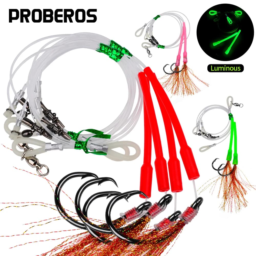 Montages mer 2 pièces pour pêche du flétan fond - bas de ligne acier pêche efficace poissons plats
