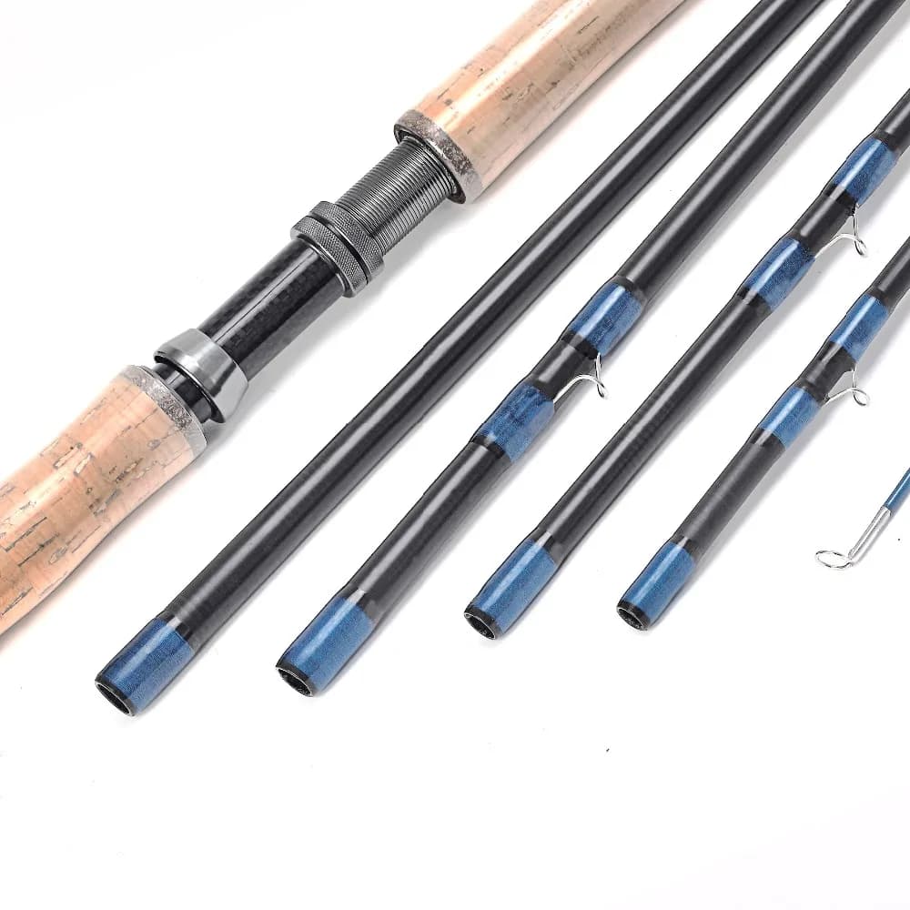 Canne spey 13ft 8-9WT et 14ft 9-10WT carbone action medium-fast 6 sections pour pêche saumon grand fleuve