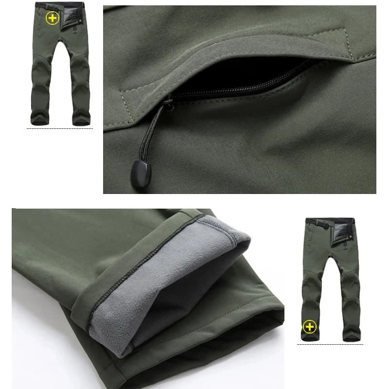 Pantalon softshell hiver imperméable pêche randonnée chaud coupe-vent hommes outdoor