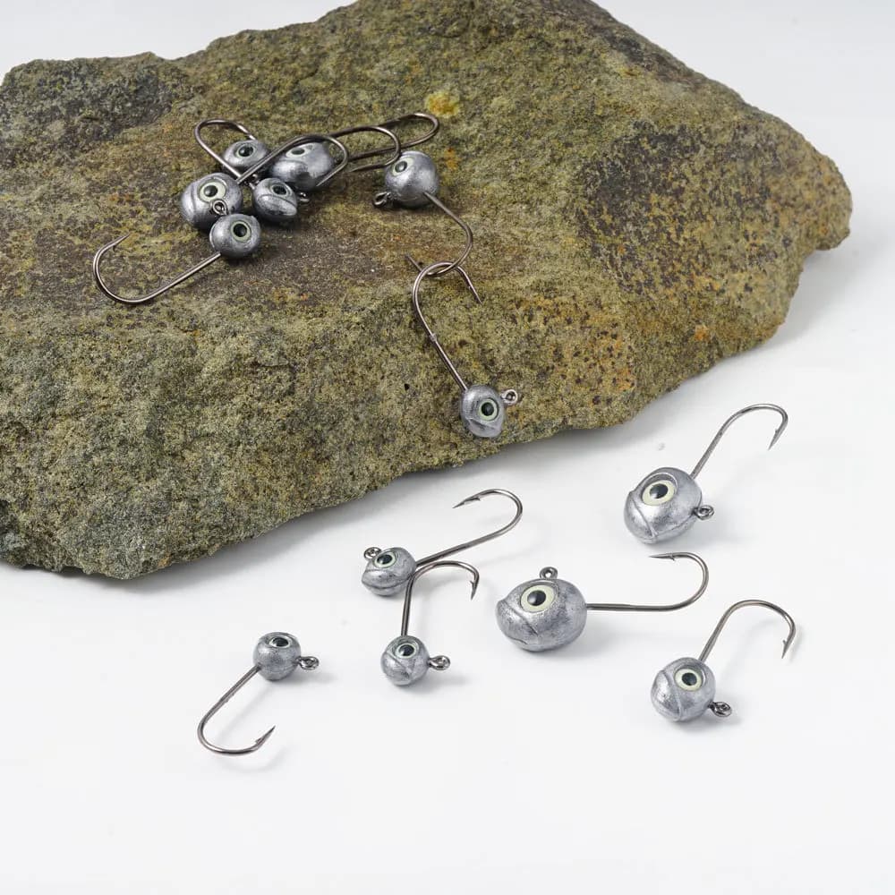 Tête plombée Grouper Crank pour leurre souple, jig de pêche au rockfish et leurre fly (0.5g à 5g)