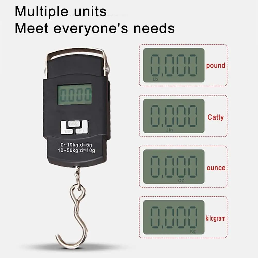 Mini balance électronique 50kg polyvalente - Pour pêche express, livraisons, cuisine et voyages légers