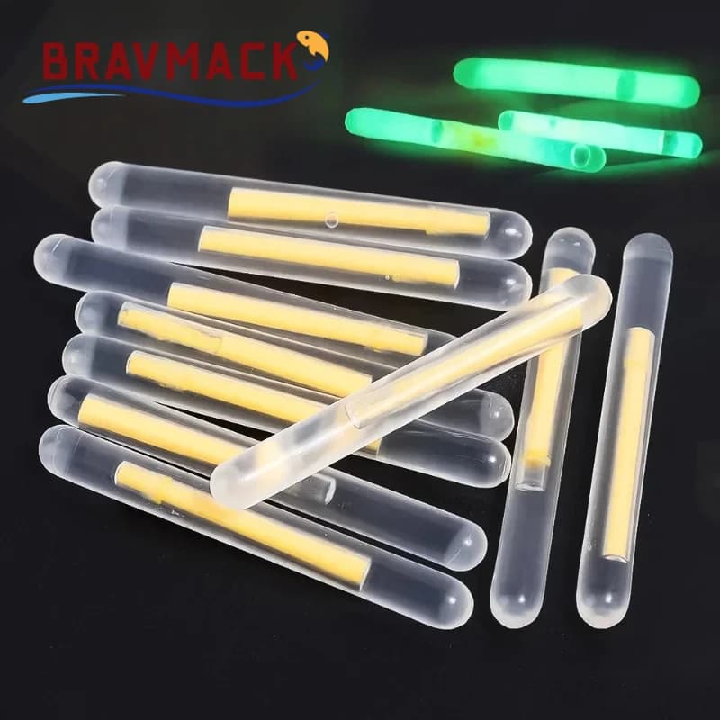 50-100 tiges fluorescentes pêche nocturne BRAVMACK - Tiges lumineuses pour flotteurs et cannes