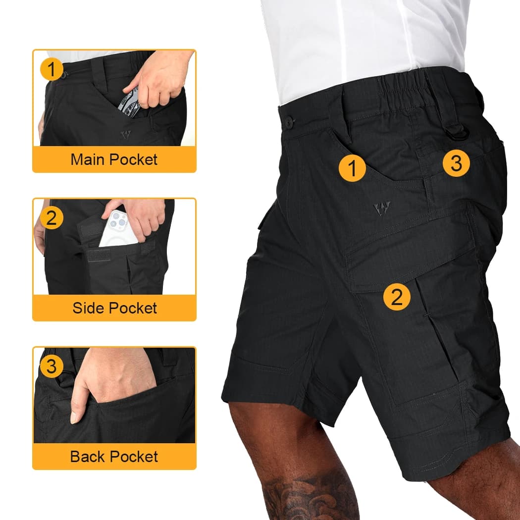 Short tactique pêche IDOGEAR homme séchage rapide multi-poches stretch randonnée vélo été