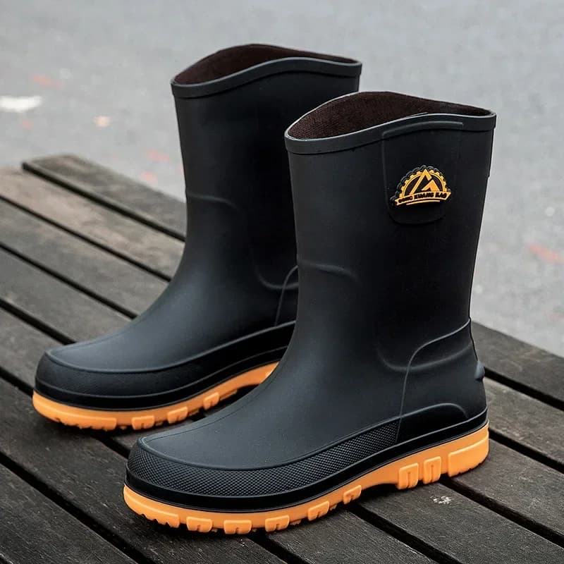 Bottes pluie homme mode mi-mollet caoutchouc antidérapantes chaussures aquatiques sécurité travail nouvelle