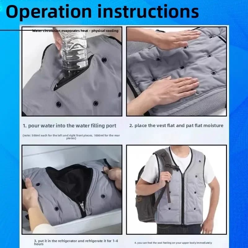 Gilet rafraîchissant gel pêche été - Veste sans manches refroidissante travail basse température