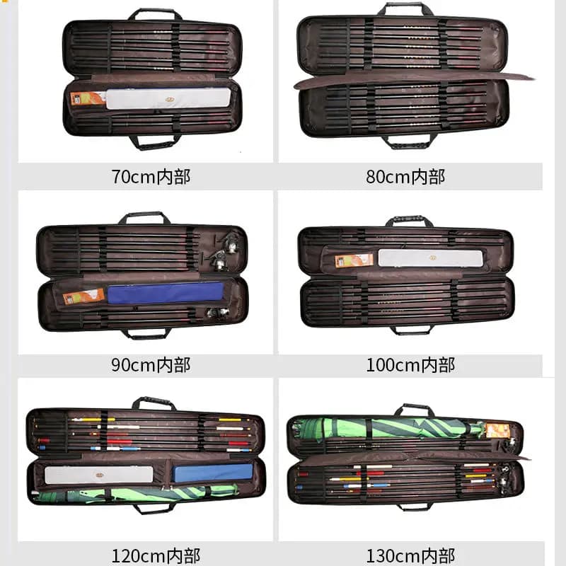 Étui rigide pour cannes à pêche 70-130cm avec coque renforcée et transport portable sécurisé