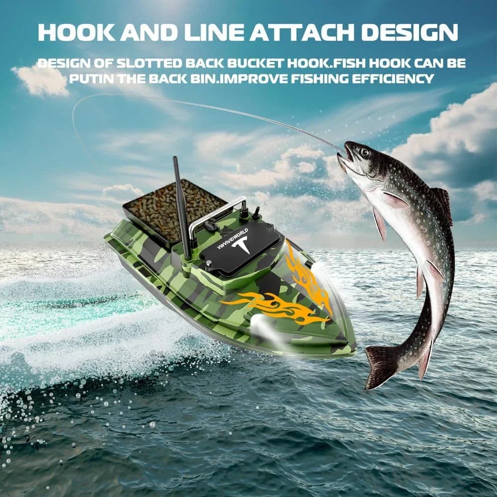 Bateau appât télécommandé RC 2025 étanche 2KG avec éclairage nocturne pour pêche carpe et carnassier