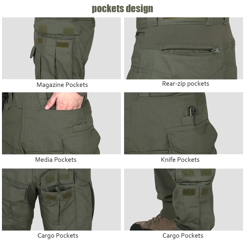 Pantalon combat G3 KRYDEX pêche outdoor genouillères tactique rayures tigre kaki