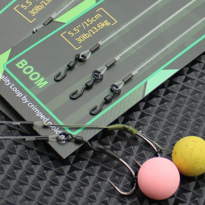 Section boom crimpée pour montage combi rig et hair rig pêche carpe feeder method