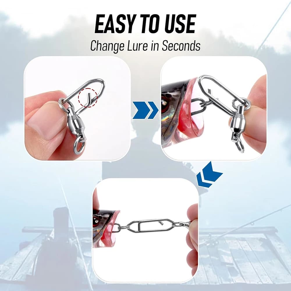 10 pièces bague de connexion rapide 360° pour appâts de pêche, rotative et résistante, tailles 0