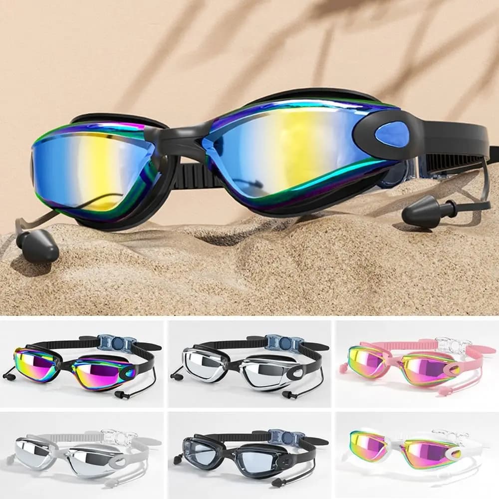 Lunettes de natation créatives HD été étanches anti-buée réglables silicone unisexe
