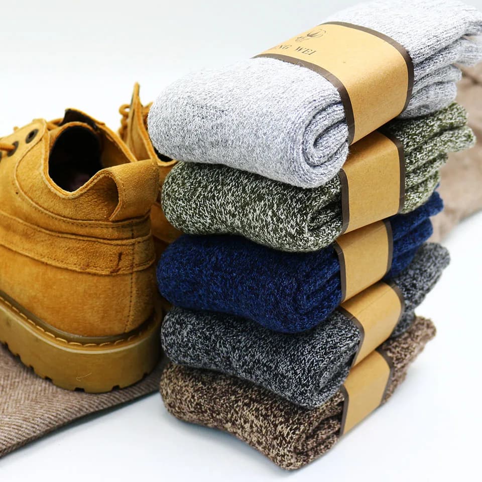 Chaussettes hiver homme laine mérinos extra épaisses - Confort chaud rétro pour pêche en eau froide